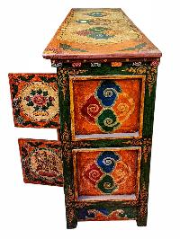 Tibetan Buddhist Cabinet With Ashtamangala, Two Drawers And Two Doors, [painted]