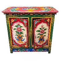 Tibetan Buddhist Cabinet With Flower Design, Two Doors, [painted]