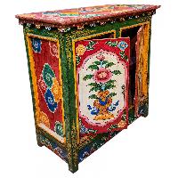 Tibetan Buddhist Cabinet With Flower Design, Two Doors, [painted]