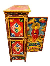 Tibetan Buddhist Cabinet With Buddha, Two Doors, [painted]