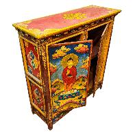 Tibetan Buddhist Cabinet With Buddha, Two Doors, [painted]