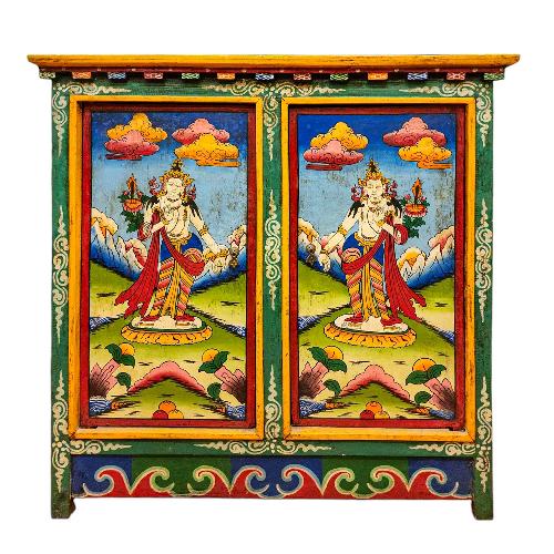Tibetan Buddhist Cabinet With Tara, Two Doors, [painted]