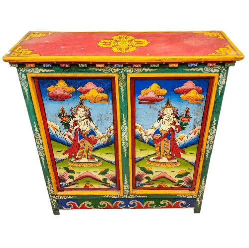 Tibetan Buddhist Cabinet With Tara, Two Doors, [painted]