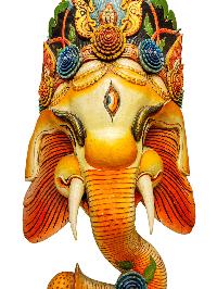 [ganesh], Handmade Wooden Mask, Wall Hanging, Painted, Poplar Wood