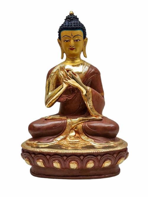 [vairochana Buddha], Tibetan Buddhist Handmade Statue, Partly Gold Plated, Painted Face