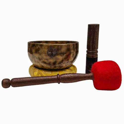 [full Moon Bowl], Moon Carved, Buddhist Hand Beaten, Antique Finishing, [select Accessories], [select Accessories]
