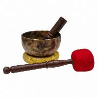 [full Moon Bowl], Moon Carved, Buddhist Hand Beaten, Antique Finishing, [select Accessories], [select Accessories]