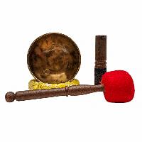[full Moon Bowl], Moon Carved, Buddhist Hand Beaten, Antique Finishing, [select Accessories], [select Accessories]