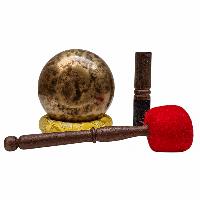 [full Moon Bowl], Moon Carved, Buddhist Hand Beaten, Antique Finishing, [select Accessories], [select Accessories]