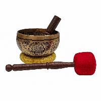 Singing Bowl, Buddhist Hand Beaten, With [sahasrabhuja Avalokitesvara] Carved Inside, [select Accessories], [select Accessories]