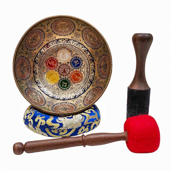 Singing Bowl, Buddhist Hand Beaten, With [chakras] Carved Inside
