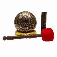 Singing Bowl, Buddhist Hand Beaten, With [chenrezig] Carved Inside, [select Accessories]
