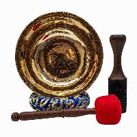 [jhumkabati Singing Bowl], Buddhist Hand Beaten, Antique Finishing, [select Accessories]