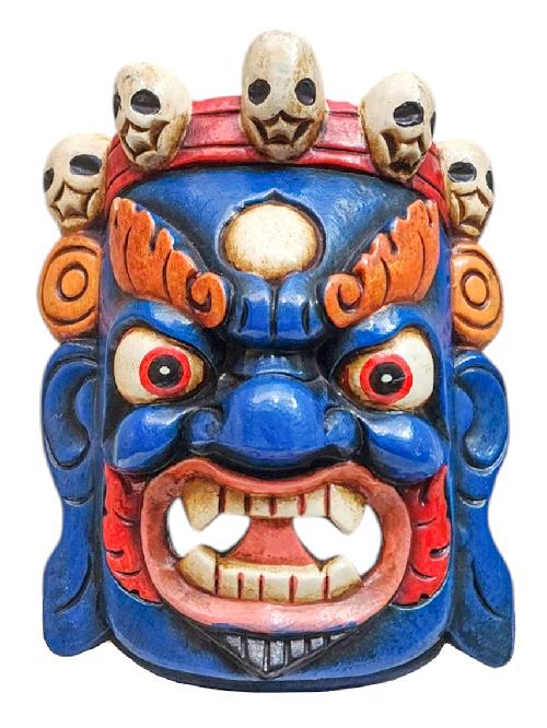 [bhairav], Handmade Wooden Mask, Wall Hanging, Painted, Poplar Wood