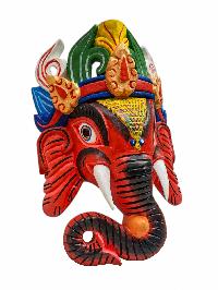 [ganesh], Handmade Wooden Mask, Wall Hanging, Painted, Poplar Wood