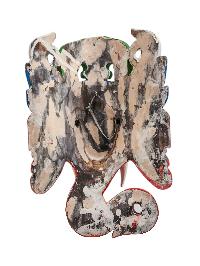 [ganesh], Handmade Wooden Mask, Wall Hanging, Painted, Poplar Wood