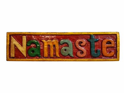 [namaste Carved], Handmade Wall Hanging, [painted]