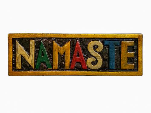 [namaste Carved], Handmade Wall Hanging, [painted]