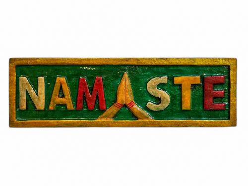 [namaste Carved], Handmade Wall Hanging, [painted]