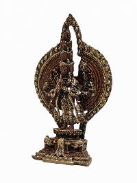 [sahasrabhuja Avalokitesvara], Buddhist Miniature Statue, [silver And Chocolate Oxidized]