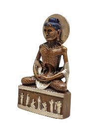 [fasting Buddha], Buddhist Miniature Statue, [silver And Chocolate Oxidized]