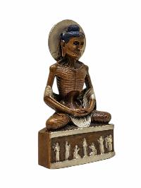 [fasting Buddha], Buddhist Miniature Statue, [silver And Chocolate Oxidized]