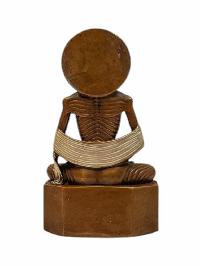 [fasting Buddha], Buddhist Miniature Statue, [silver And Chocolate Oxidized]