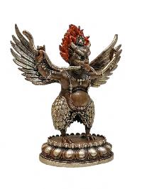 [garuda], Buddhist Miniature Statue, [silver And Chocolate Oxidized]