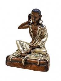 [milarepa], Buddhist Miniature Statue, [silver And Chocolate Oxidized]