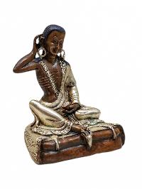 [milarepa], Buddhist Miniature Statue, [silver And Chocolate Oxidized]
