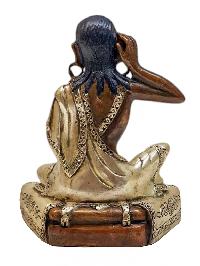 [milarepa], Buddhist Miniature Statue, [silver And Chocolate Oxidized]