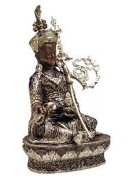 [padmasambhava], Buddhist Miniature Statue, [silver And Chocolate Oxidized]