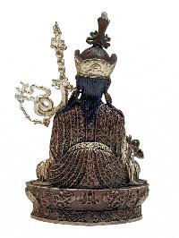 [padmasambhava], Buddhist Miniature Statue, [silver And Chocolate Oxidized]