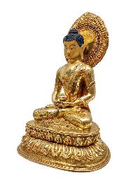 [amitabha Buddha], Tibetan Buddhist Handmade Statue, Gold Plated, Painted Face
