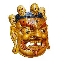 [bahirav], Handmade Wooden Mask, Wall Hanging, Painted, Poplar Wood