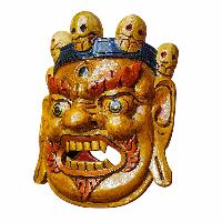 [bahirav], Handmade Wooden Mask, Wall Hanging, Painted, Poplar Wood