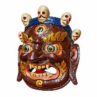 [bahirav], Handmade Wooden Mask, Wall Hanging, Painted, Poplar Wood