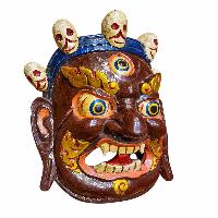 [bahirav], Handmade Wooden Mask, Wall Hanging, Painted, Poplar Wood