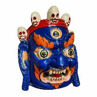 [bahirav], Handmade Wooden Mask, Wall Hanging, Painted, Poplar Wood