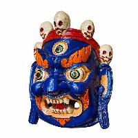 [bahirav], Handmade Wooden Mask, Wall Hanging, Painted, Poplar Wood