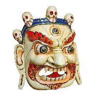 [bahirav], Handmade Wooden Mask, Wall Hanging, Painted, Poplar Wood