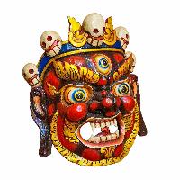 [bahirav], Handmade Wooden Mask, Wall Hanging, Painted, Poplar Wood