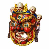 [bahirav], Handmade Wooden Mask, Wall Hanging, Painted, Poplar Wood
