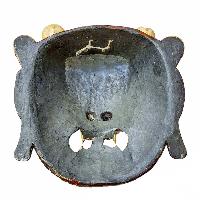 [bahirav], Handmade Wooden Mask, Wall Hanging, Painted, Poplar Wood