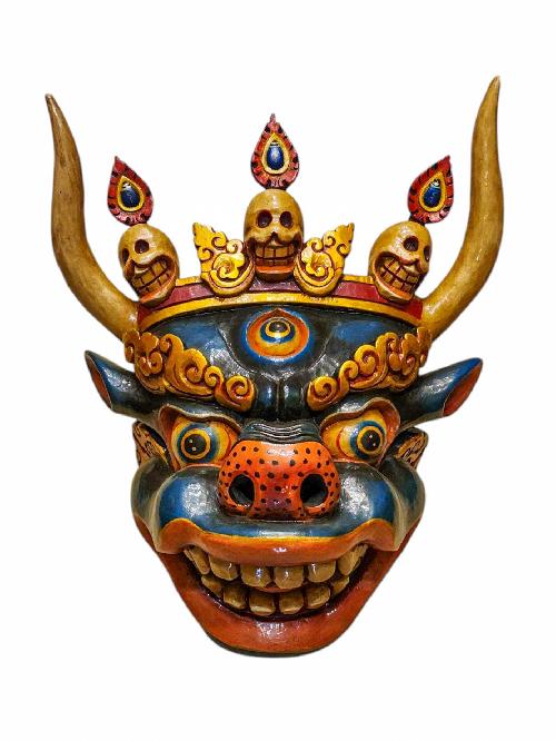 [yamantaka], Handmade Wooden Mask, Wall Hanging, Painted, Poplar Wood, High Quality