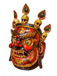[bhairav], Handmade Wooden Mask, Wall Hanging, Painted, Poplar Wood, High Quality