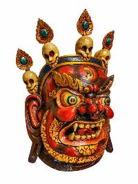 [bhairav], Handmade Wooden Mask, Wall Hanging, Painted, Poplar Wood, High Quality