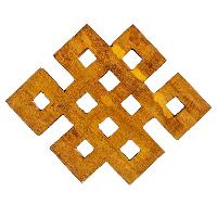 Wooden [large] Endless Knot - Coral [stone Setting], Haldu Wood