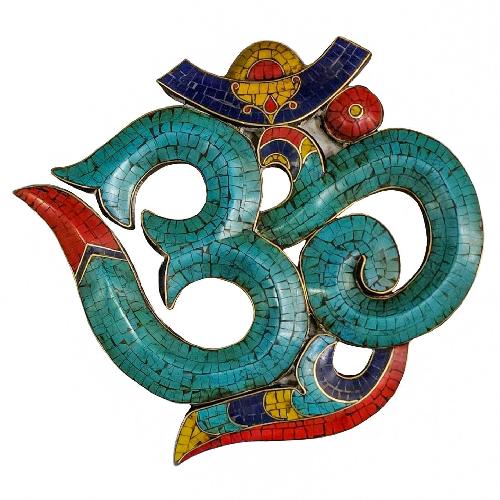 Wooden [large] Om, [stone Setting], Haldu Wood