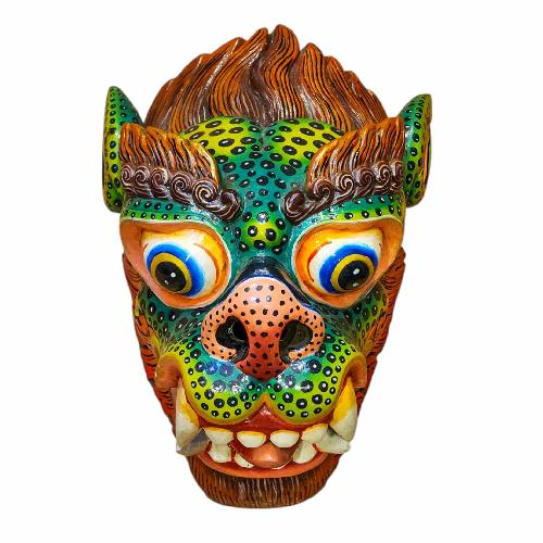 [lion], Handmade Wooden Mask, Wall Hanging, Painted, Poplar Wood, High Quality